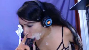 SQUIRTING with a Huge Dildo Hot Latina