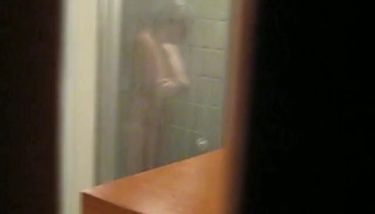 Gitte voyeurered in shower