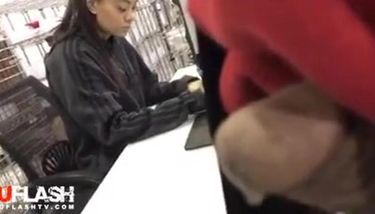 Man flashing his cock to colleague at the working place.