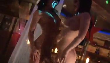 Blond stripper lesbos fuck on stage